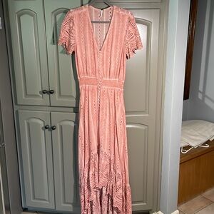 YOUNG FABULOUS & BROKE Costa Eyelet hi-low dress Size L